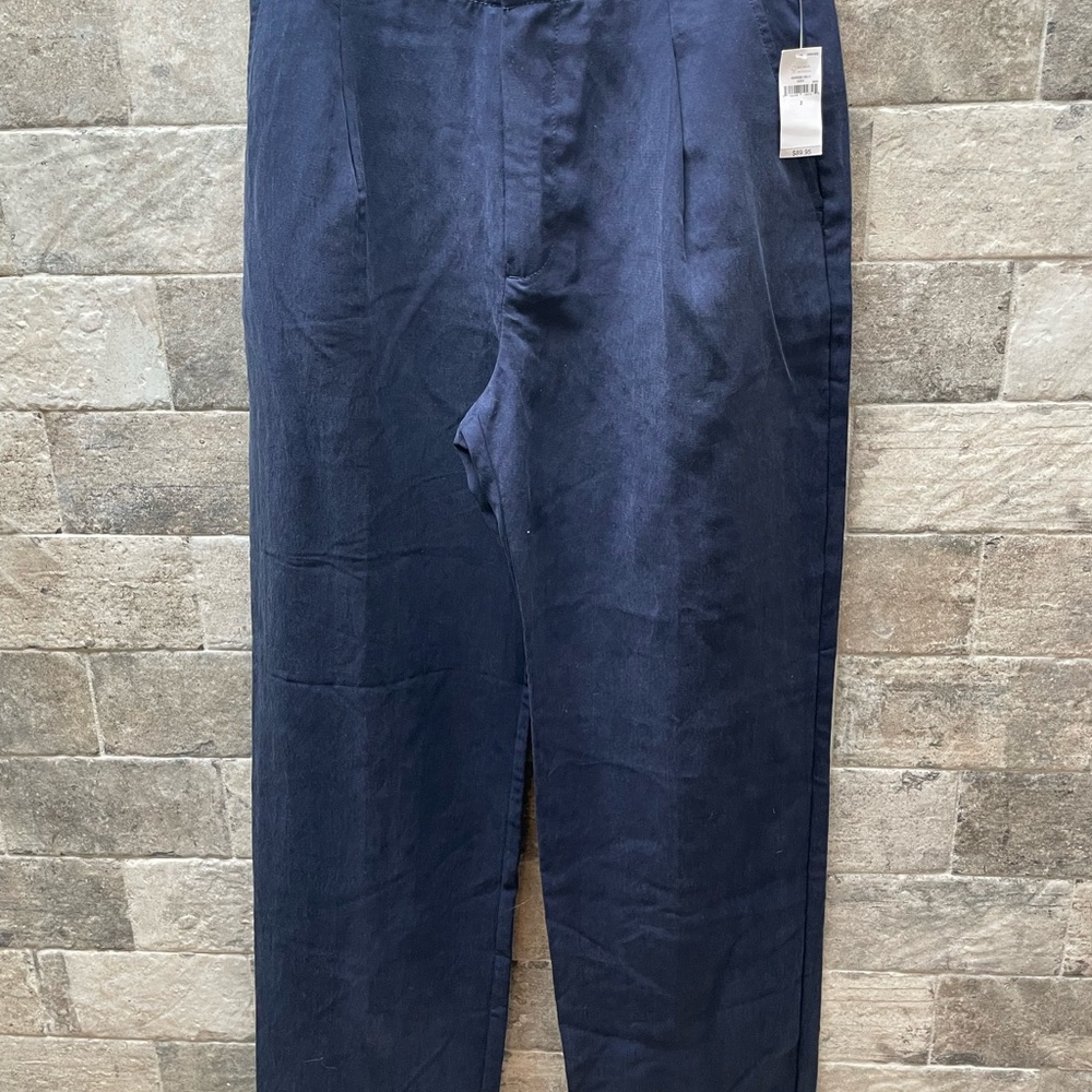 ❤️ GAP BLUE LINEN PLEATED TROUSER PANT SIZE 2 NEW